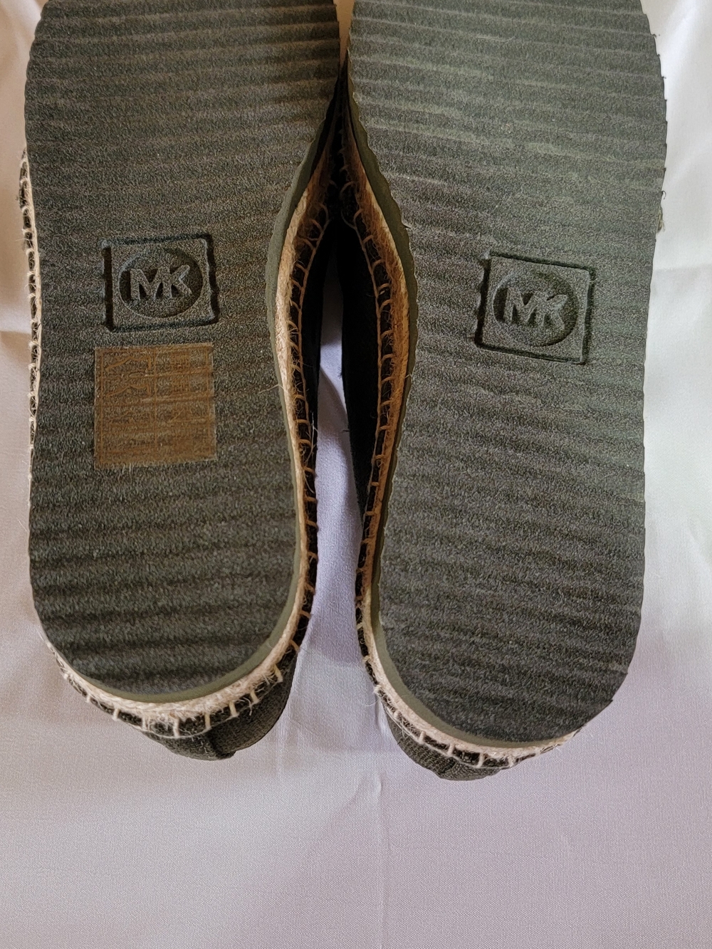 Michael Kors Olive Green Canvas Slip-On Espadrilles with Gold MK Logo - Picture 6 of 6